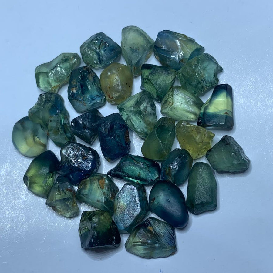 30 Carats Gorgeous Facet Rough Mix Color Parti Sapphire - Glitter Gemstones
