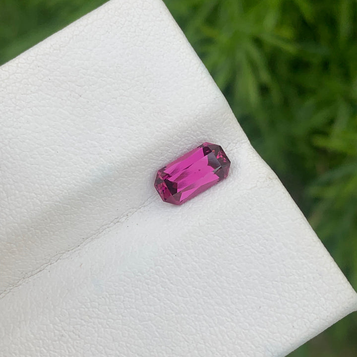 1.35 Carats Mesmerizing Natural Loose Emerald Shape Purplish Pink Rhodolite Garnet
