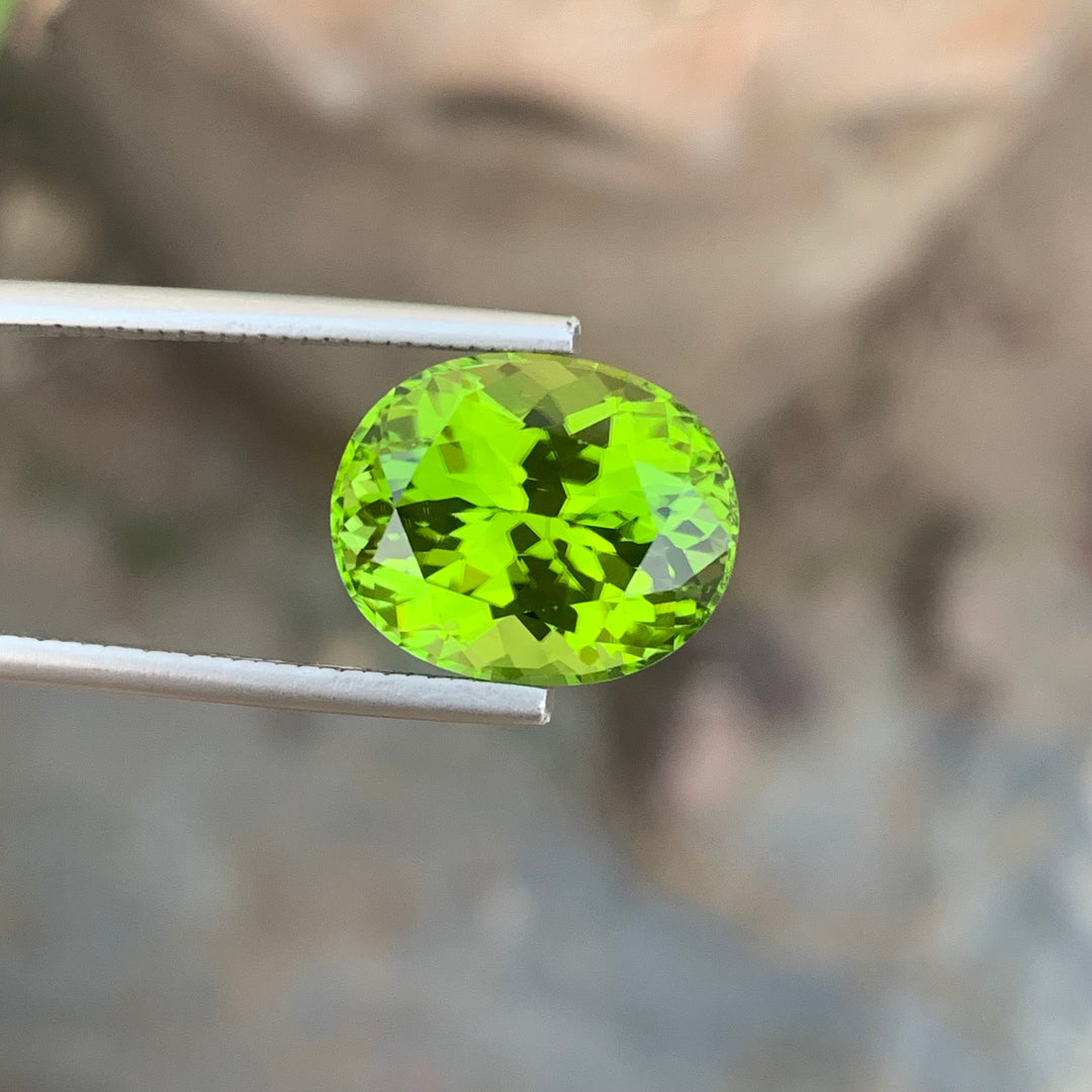 9.40 Carats Eye Catching Natural Loose Fancy Cut Oval Shape Apple Green Peridot