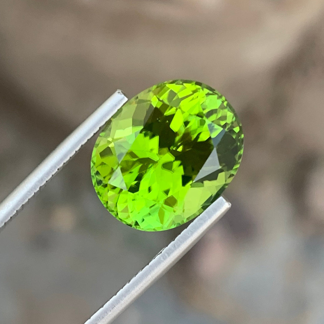 9.40 Carats Eye Catching Natural Loose Fancy Cut Oval Shape Apple Green Peridot