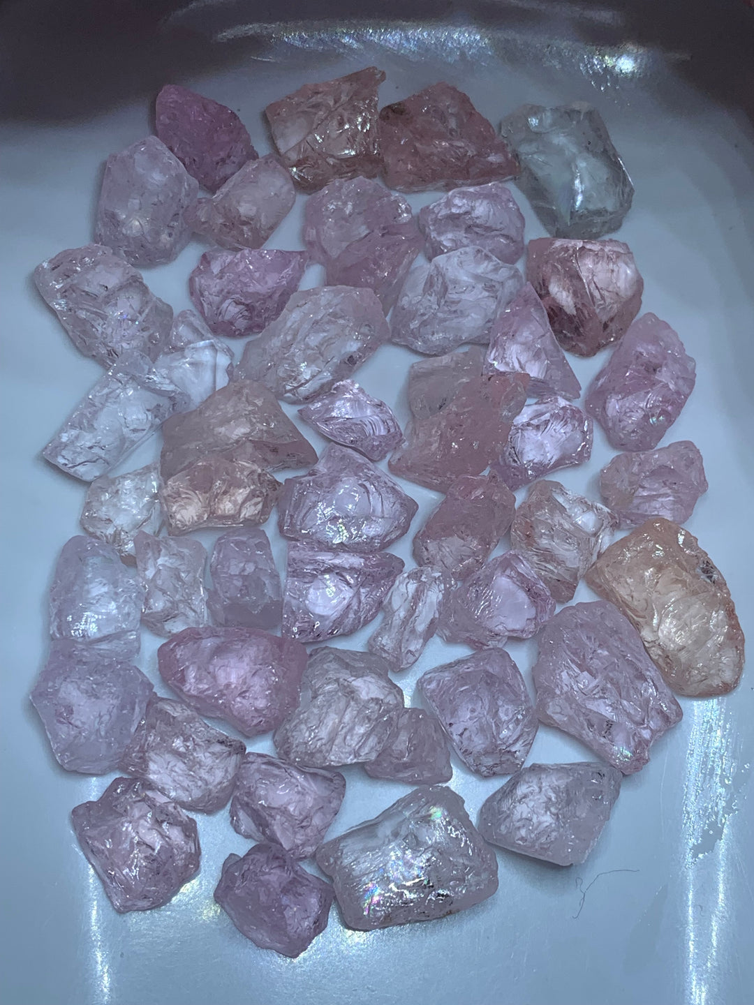 54.89 Grams Lovely Facet Rough Pink Morganite - Glitter Gemstones