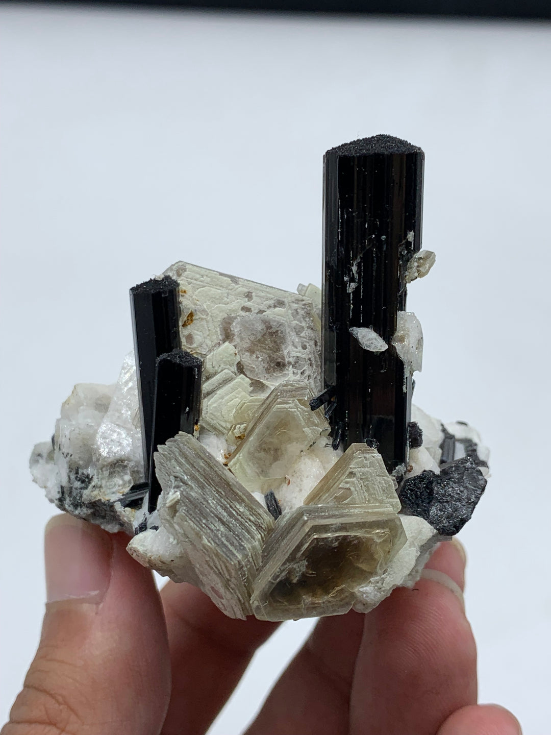 102.07 Grams Mesmerizing Black Tourmaline Specimen Attached With Muscovite