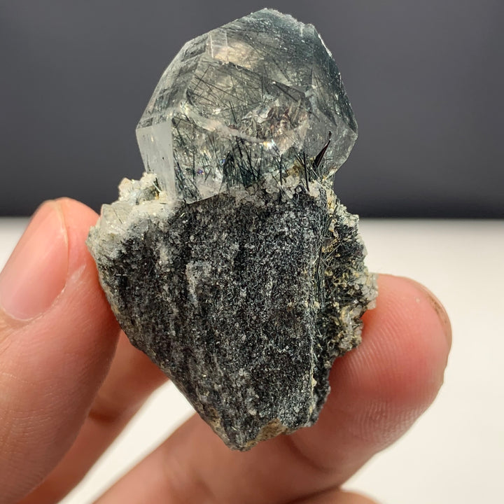 Gorgeous Manganeso Riebeckite Rutile Included Blue Quartz Crystal On Matrix