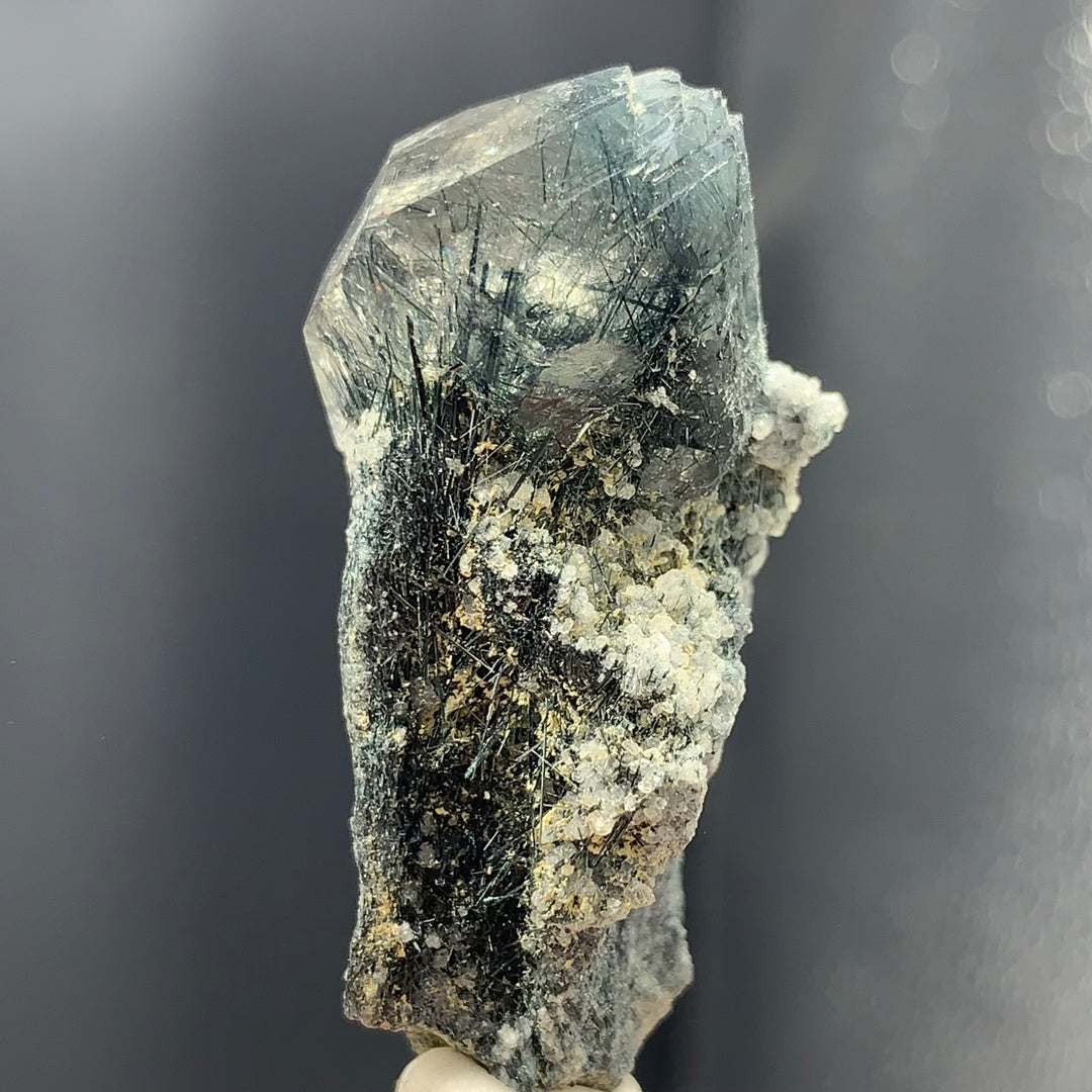 Gorgeous Manganeso Riebeckite Rutile Included Blue Quartz Crystal On Matrix