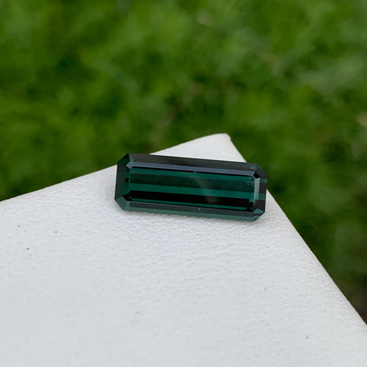 19.6 mm Long Mesmerizing Natural Faceted Emerald Cut Dark Lagoon Tourmaline