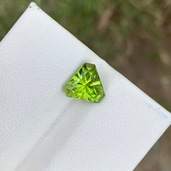 2.60 Carats Gorgeous Natural Loose Fancy Cut Trilliant Shape Apple Green Peridot