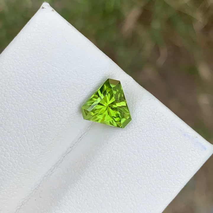 2.60 Carats Gorgeous Natural Loose Fancy Cut Trilliant Shape Apple Green Peridot