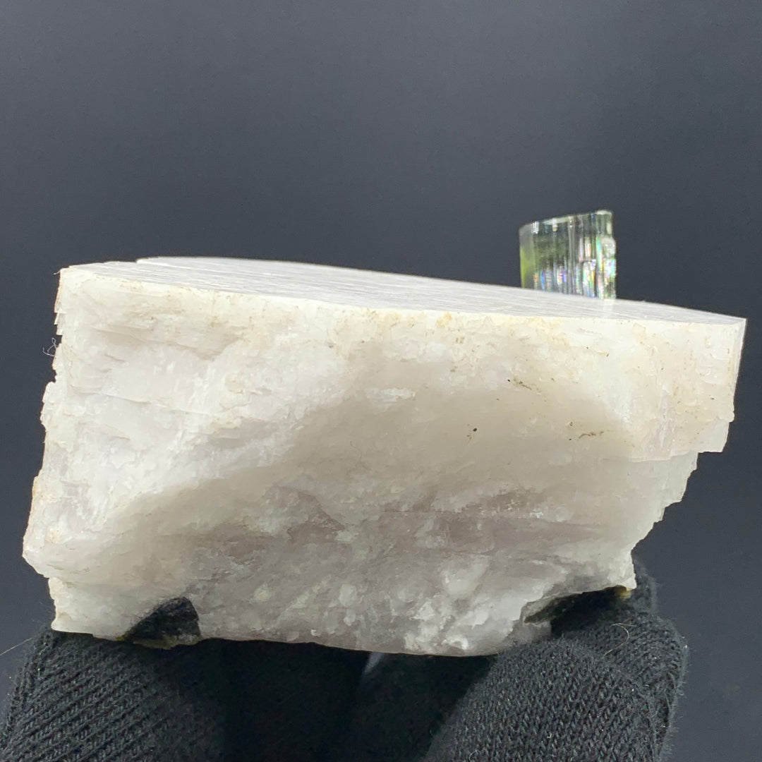 121.32 Grams Incredible Dual Bi-Color Tourmaline Crystal Attached With Feldspar