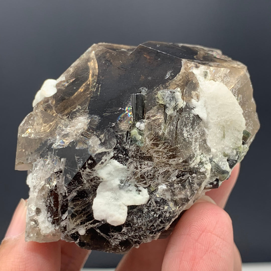 124.27 Grams Lovely Smokey Quartz With Tourmaline Specimen