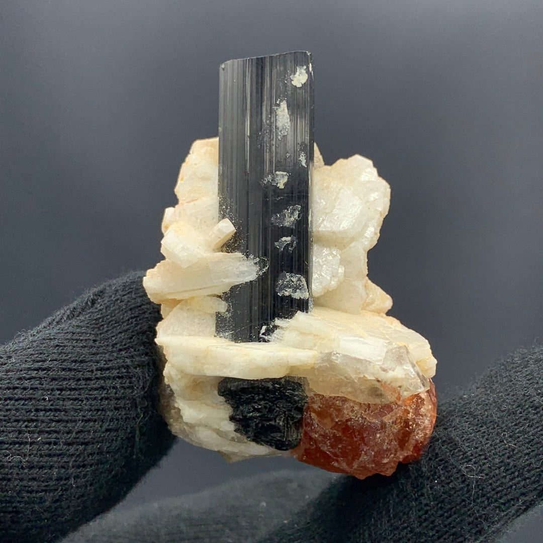 46.75 Grams Beautiful Tourmaline Specimen Elongated With Spessartine