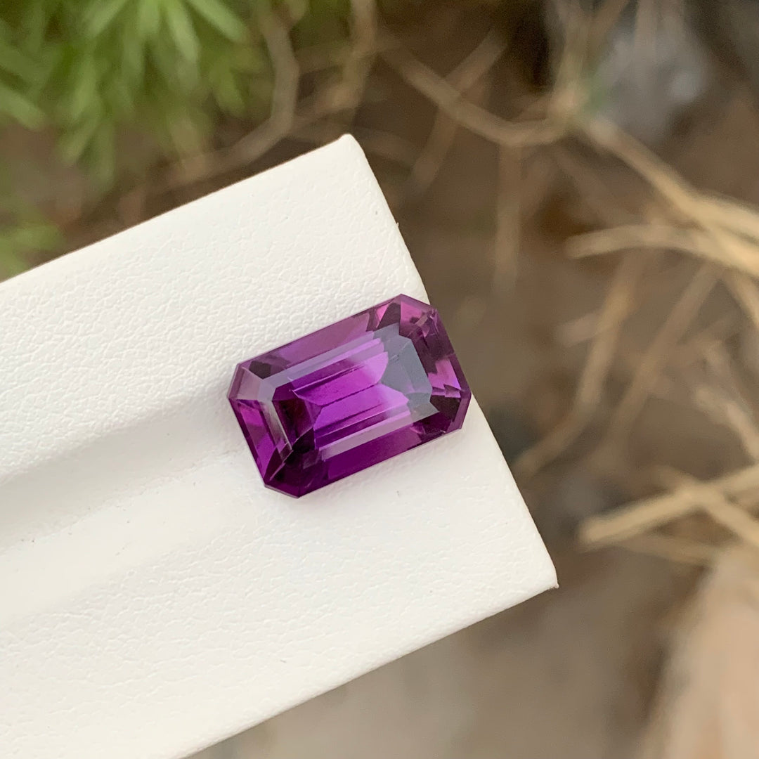 8.75 Carats Faceted Emerald Shape Amethyst