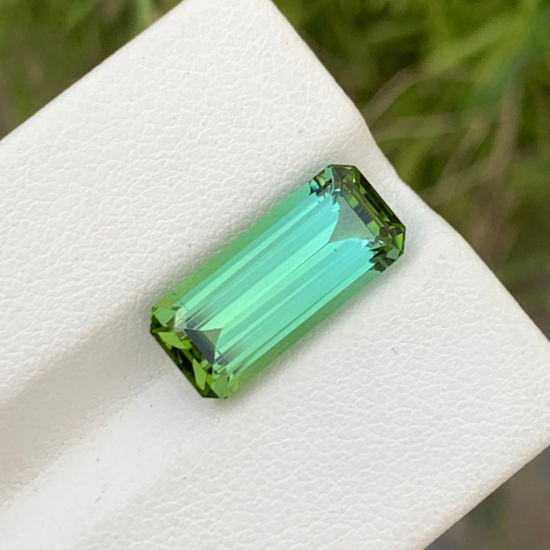5.95 Carats Faceted Emerald Cut Bi Color Tourmaline