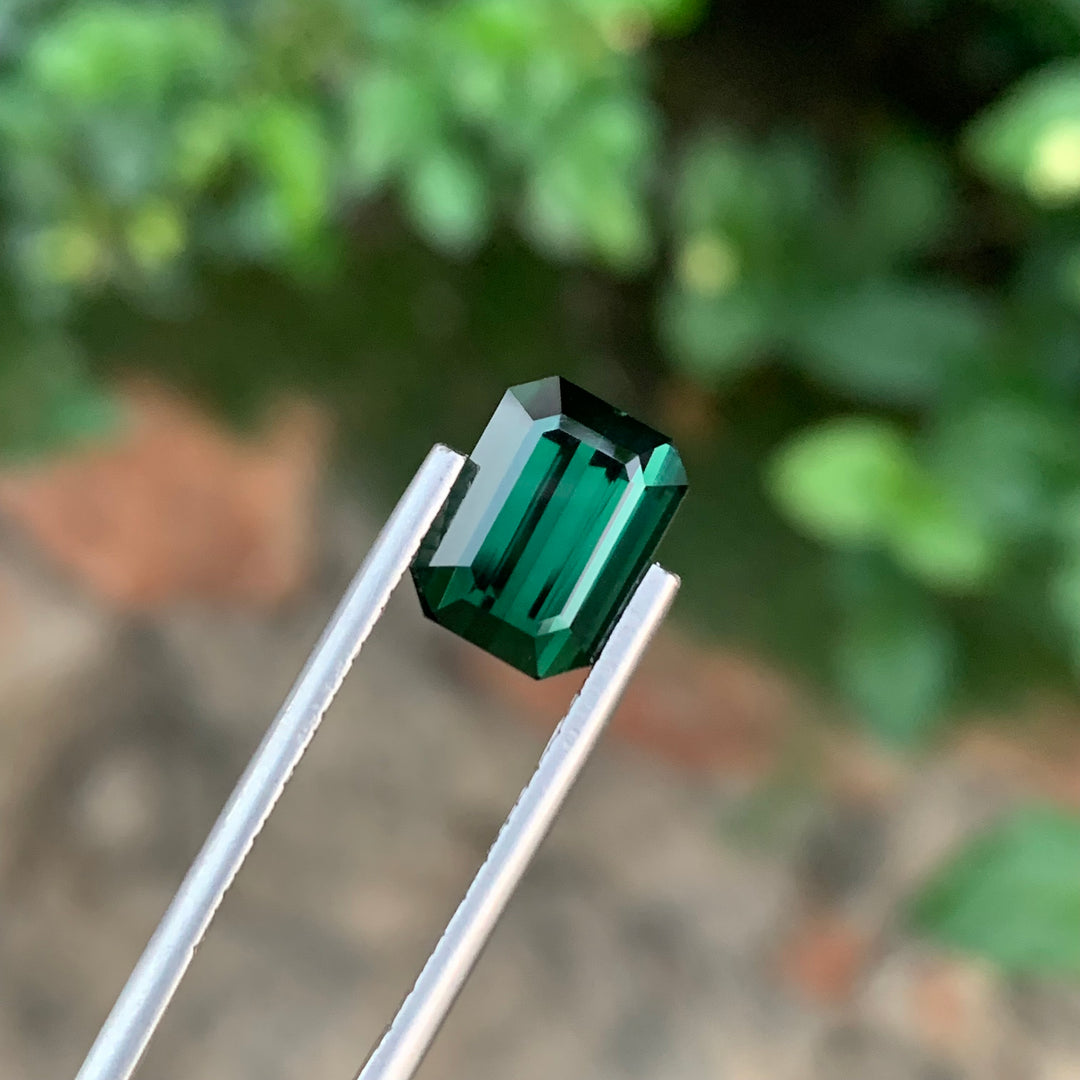 4.25 Carats Faceted Emerald Shape Green Tourmaline