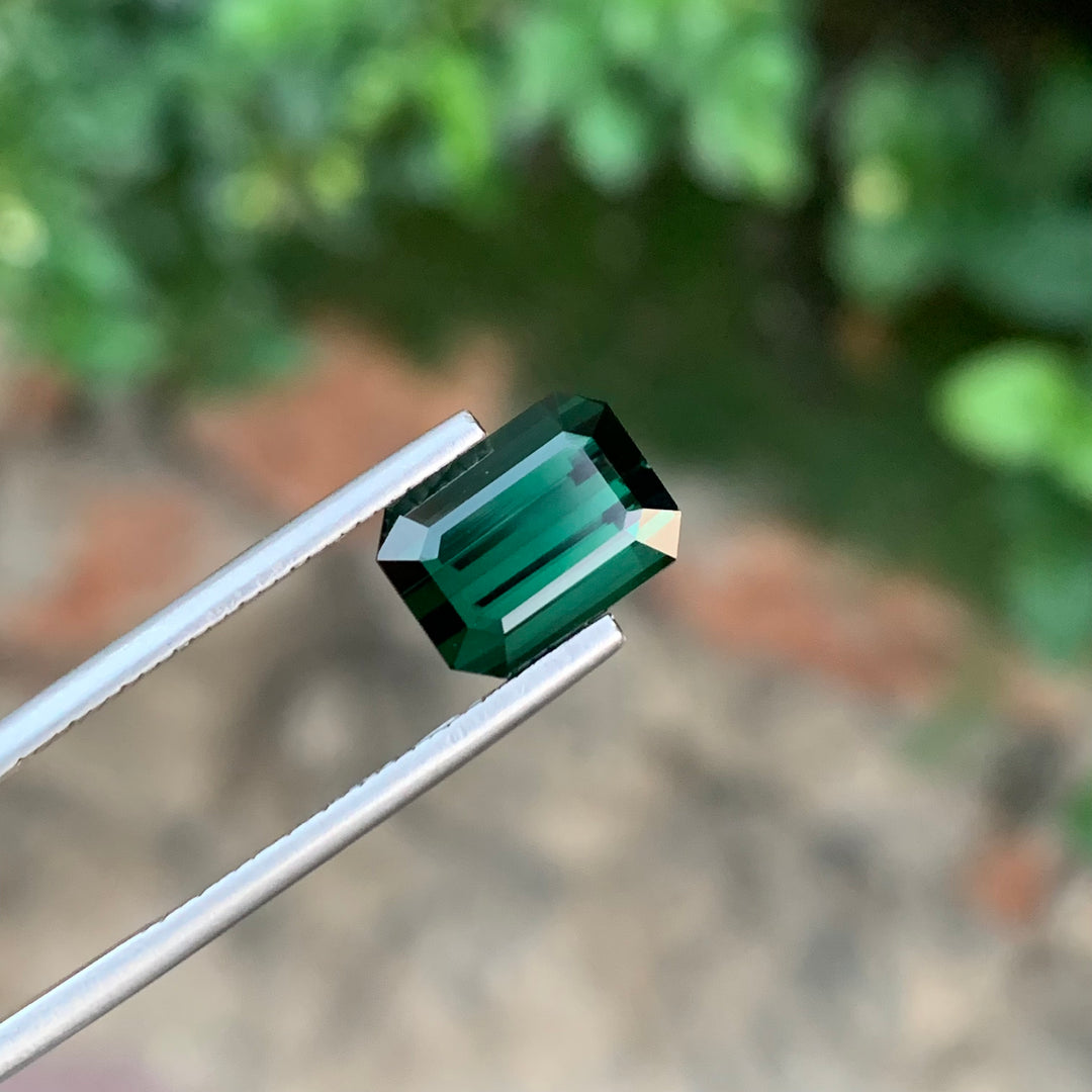 4.25 Carats Faceted Emerald Shape Green Tourmaline