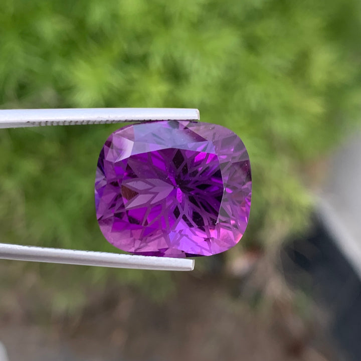 22.80 Carats Loose Flower Cut Cushion Shape Amethyst