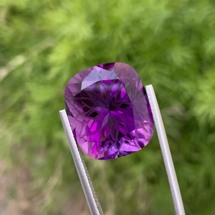 22.80 Carats Loose Flower Cut Cushion Shape Amethyst