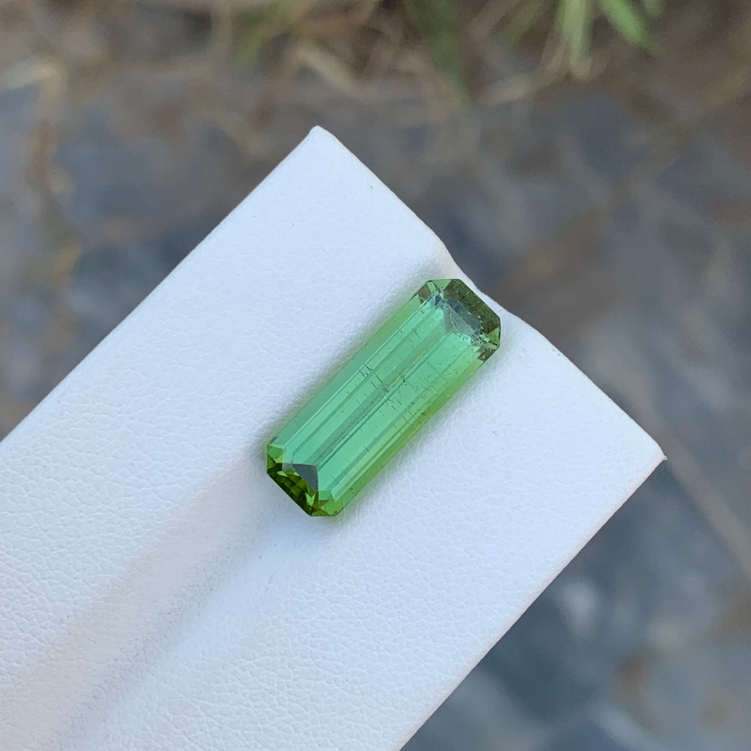 7.40 Carats Faceted Emerald Shape Green Tourmaline