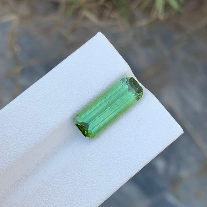 7.40 Carats Faceted Emerald Shape Green Tourmaline
