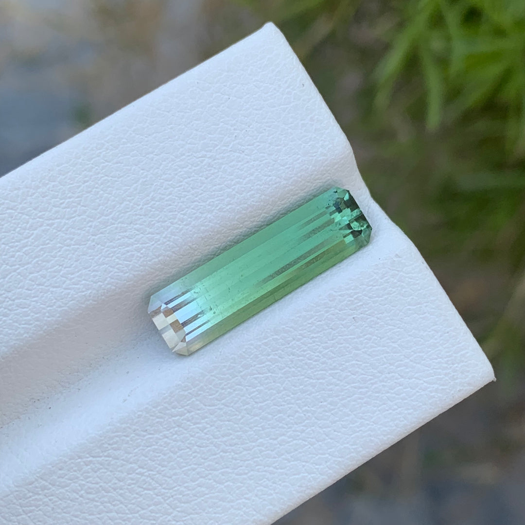 4.05 Carats Faceted Emerald Shape Bi Color Tourmaline