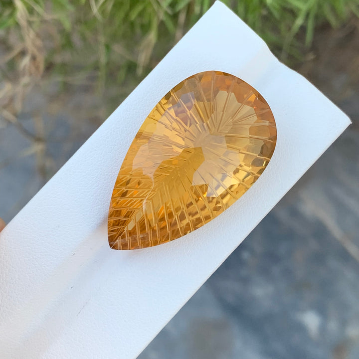 61.55 Carats Loose Fancy Cut Pear Shape Yellow Brown Citrine