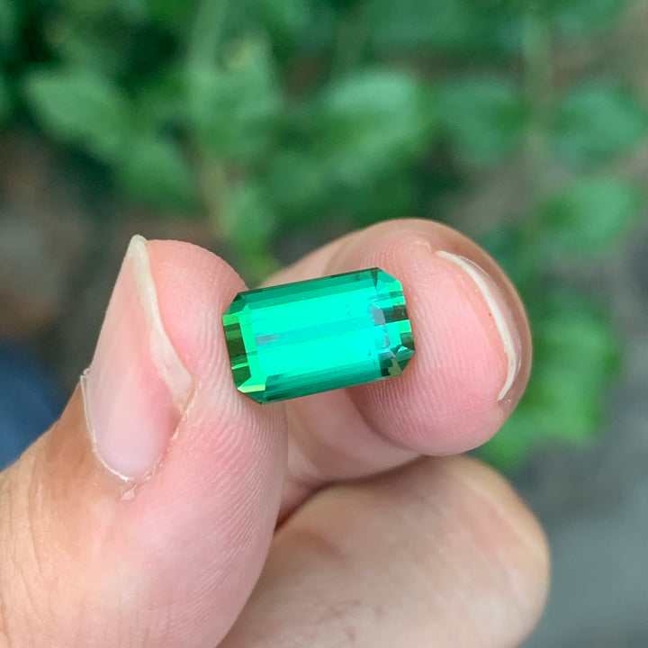 4.40 Carats Loose Bluish Green Tourmaline Emerald Shape