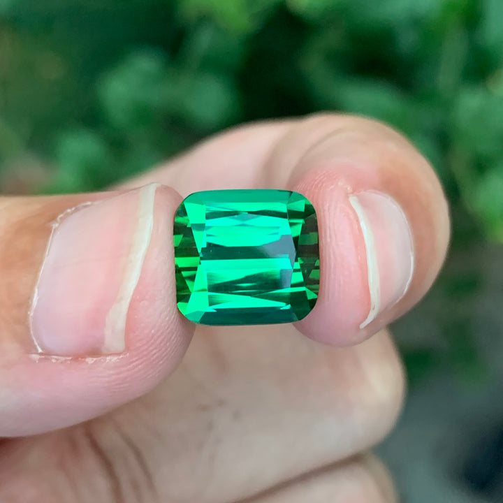 8.65 Carats Loose Green Tourmaline Cushion Shape