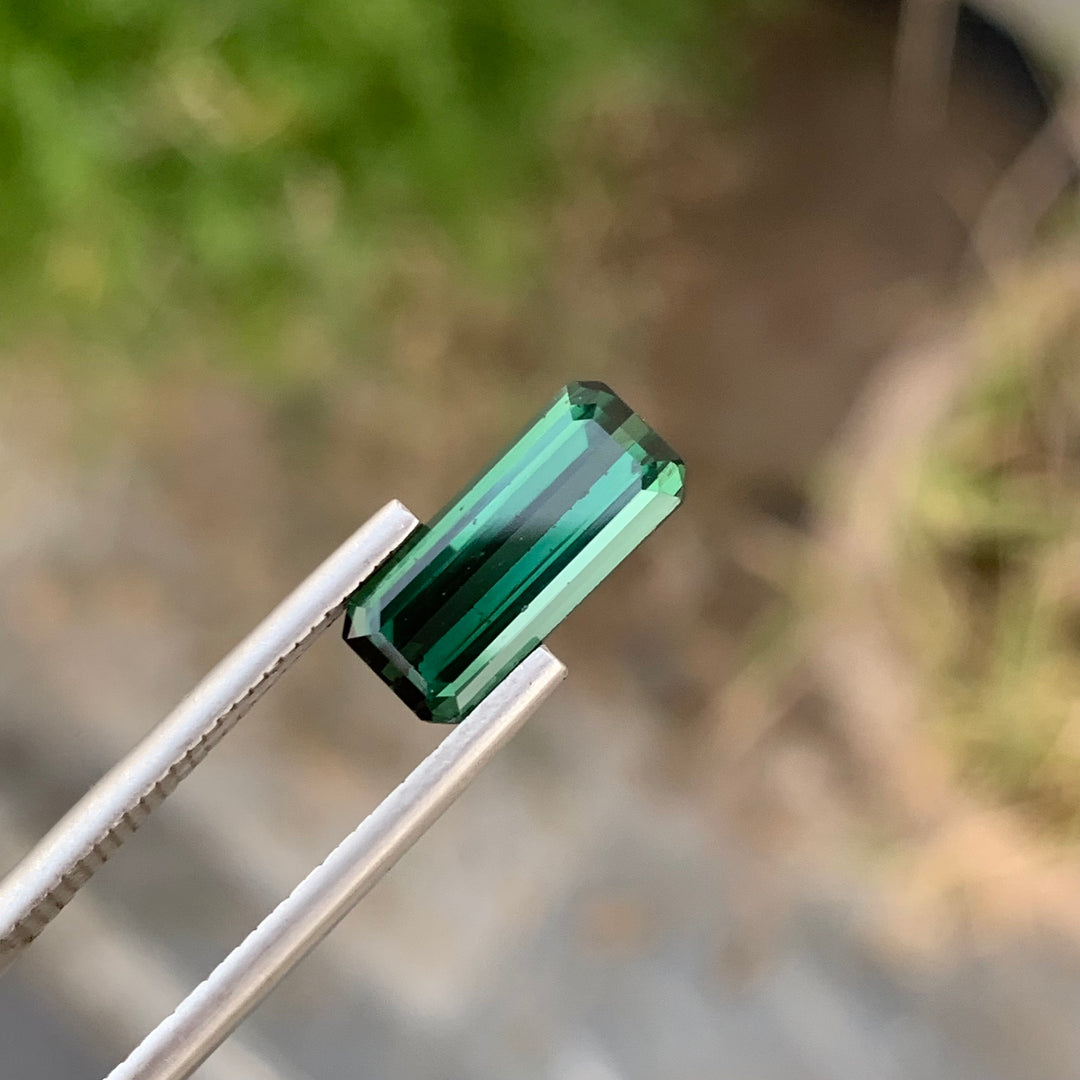 2.80 Carats Exquisite Faceted Emerald Shape Green Tourmaline