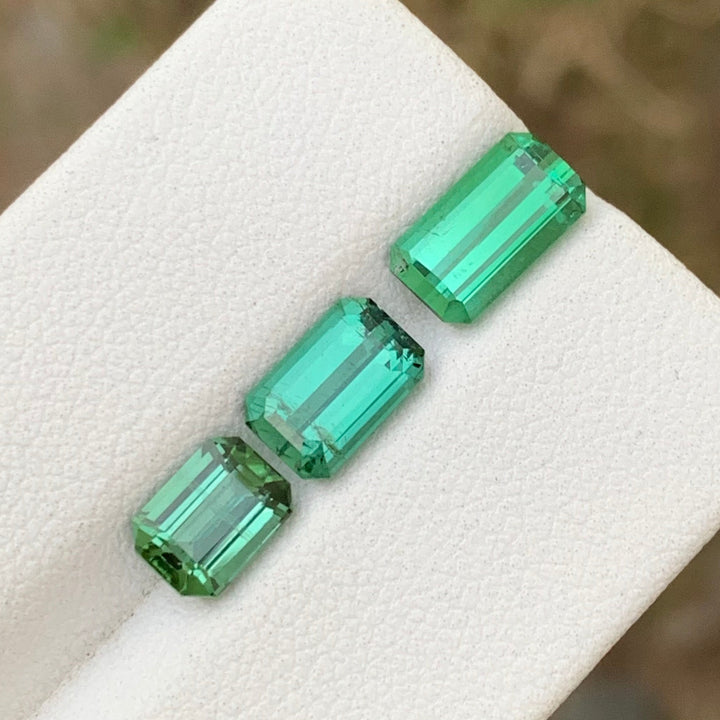4.40 Carats Mesmerizing Natural Faceted Emerald Shape Green Tourmaline Lot