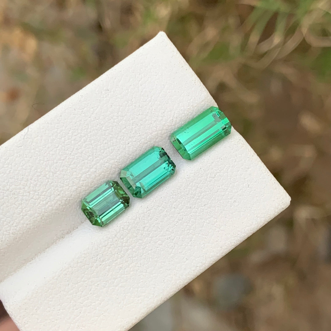 4.40 Carats Mesmerizing Natural Faceted Emerald Shape Green Tourmaline Lot