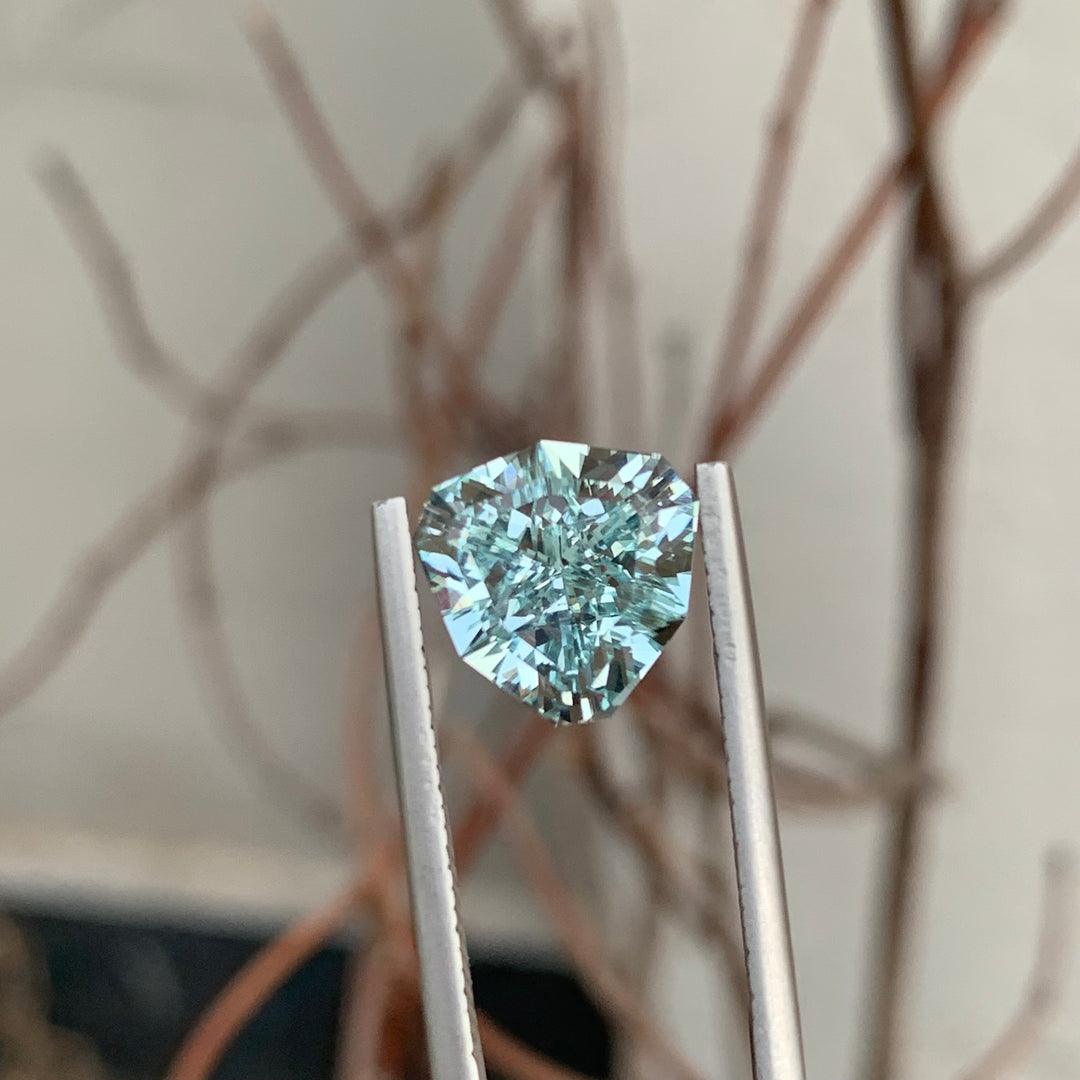 3.80 Carats Pretty Faceted Trilliant Shape Aquamarine