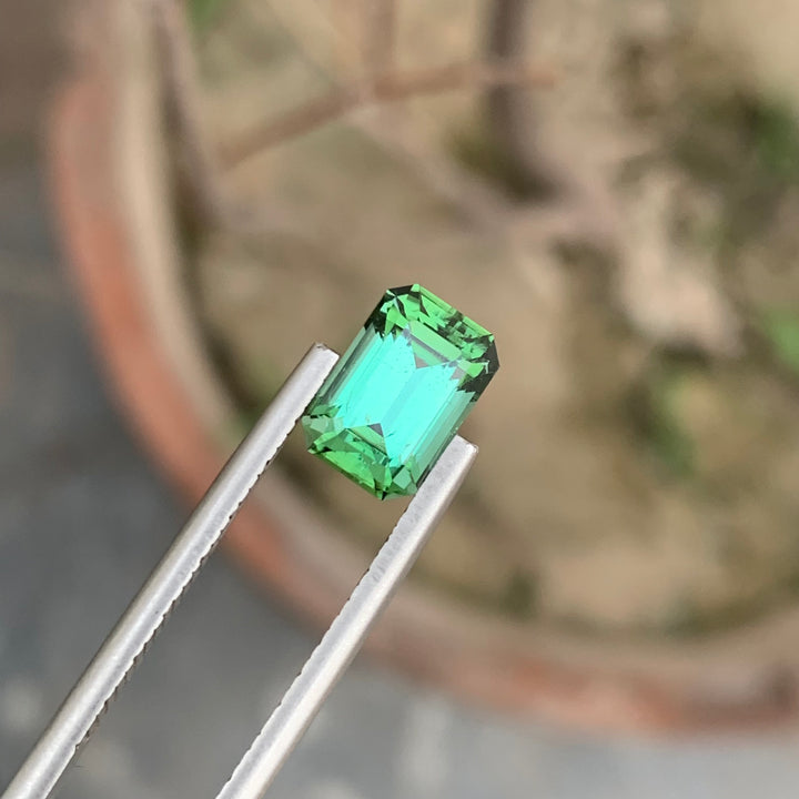 2.25 Carats Magnificent Emerald Shape Faceted Green Tourmaline