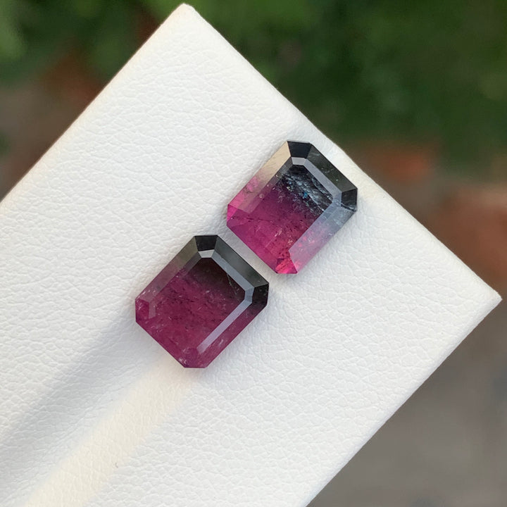 7.35 Carats Loose Bicolor Tourmaline Gemstone Pair