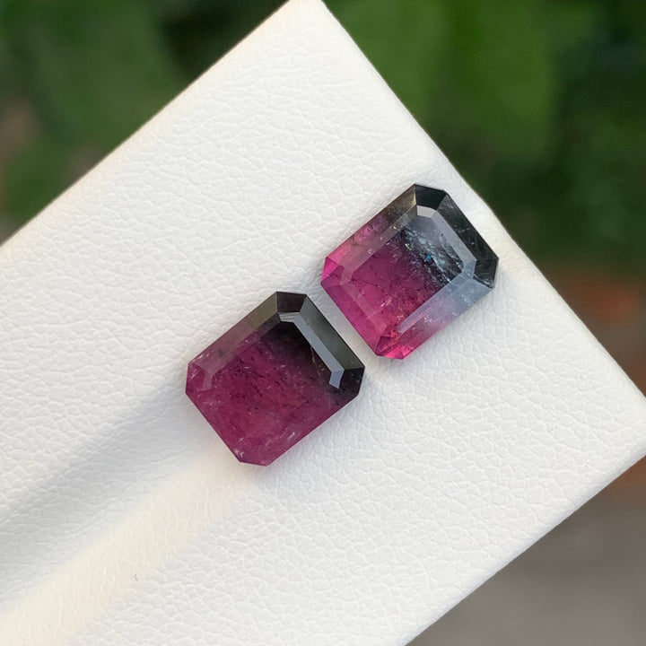 7.35 Carats Loose Bicolor Tourmaline Gemstone Pair