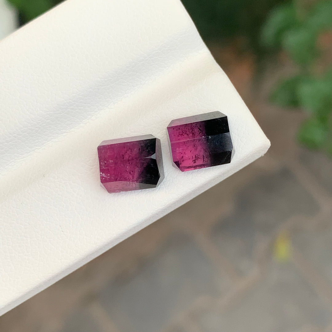 7.35 Carats Loose Bicolor Tourmaline Gemstone Pair