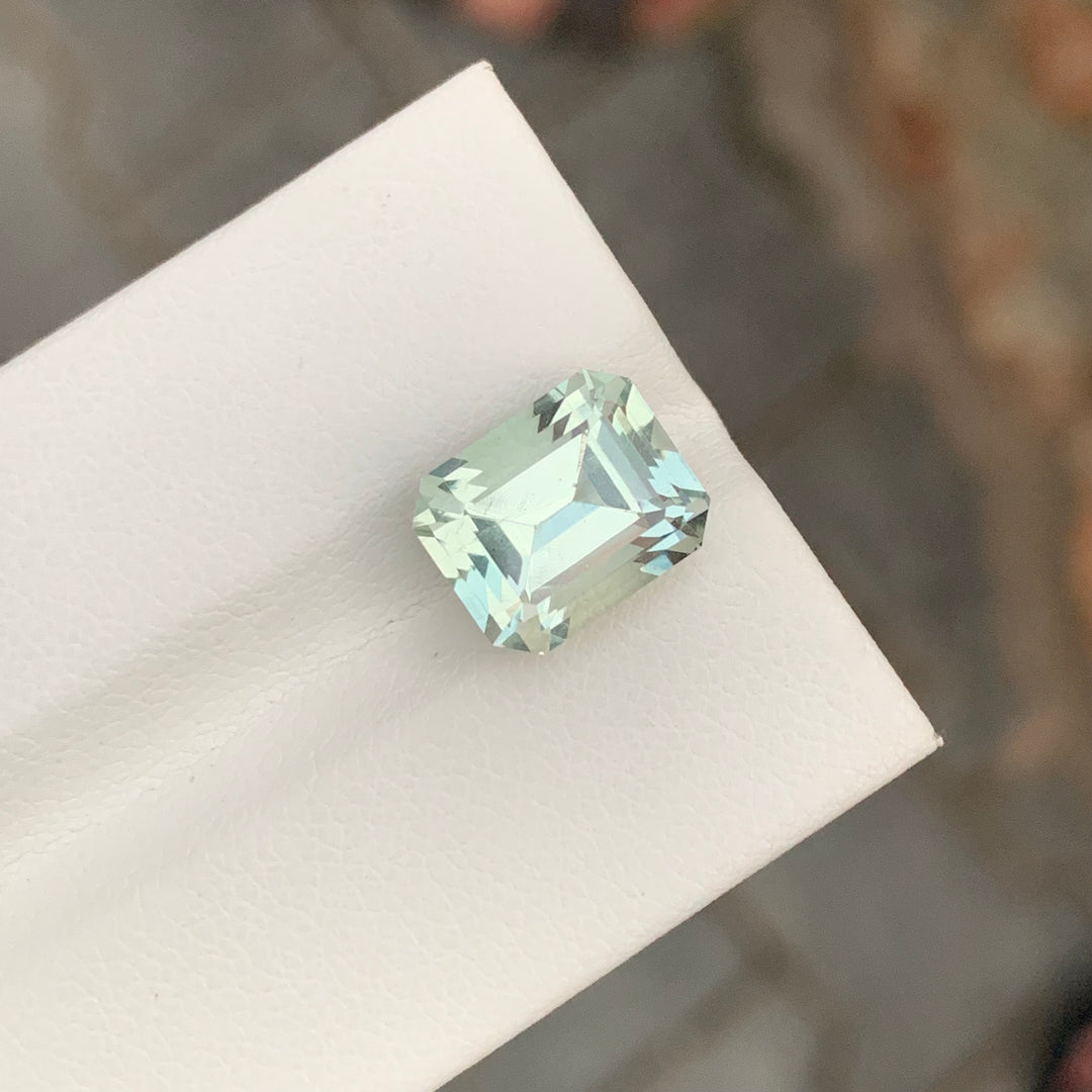 5.25 Carats Faceted Emerald Cut Green Amethyst