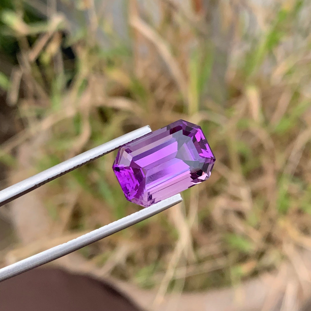 10.40 Carats Beautiful Faceted Emerald Shape Purple Amethyst