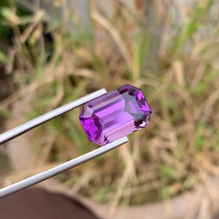 10.40 Carats Beautiful Faceted Emerald Shape Purple Amethyst