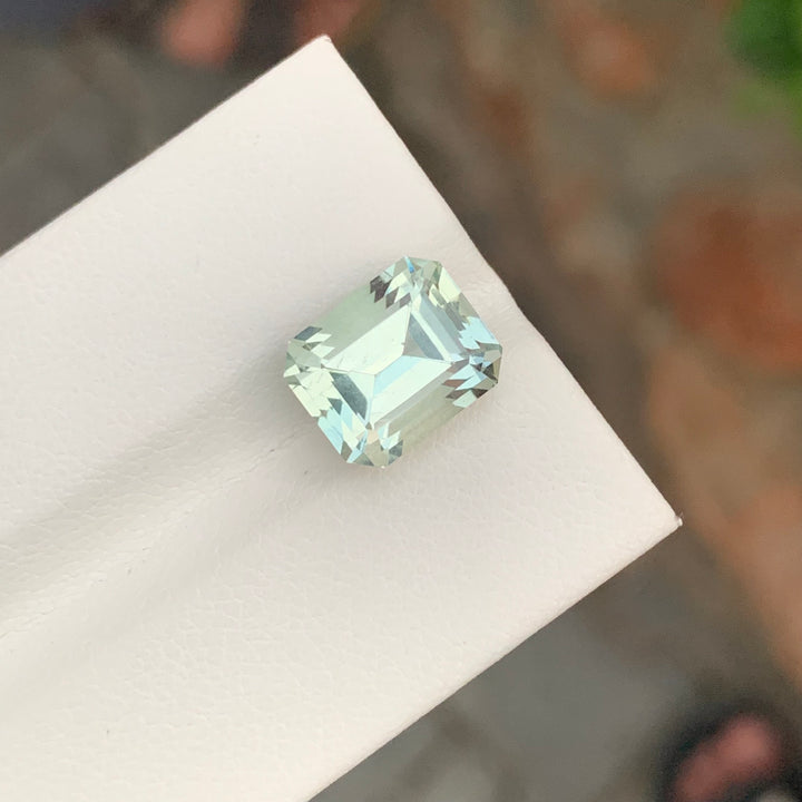 5.25 Carats Faceted Emerald Cut Green Amethyst