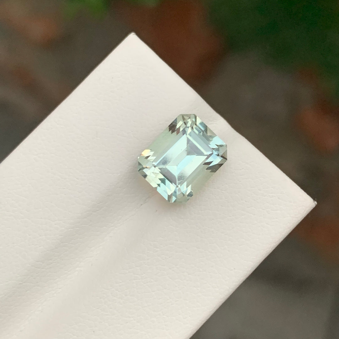 5.25 Carats Faceted Emerald Cut Green Amethyst