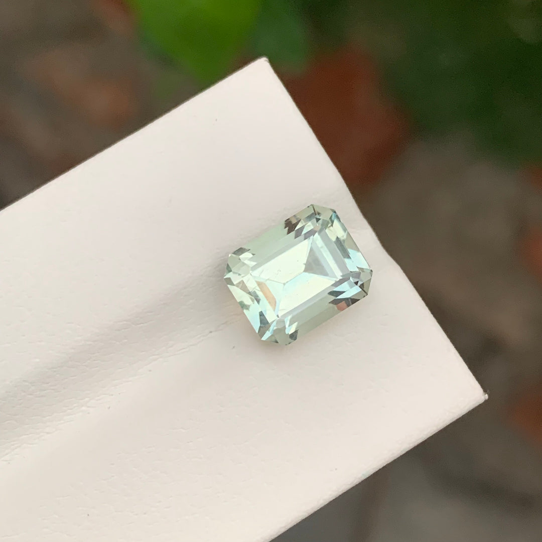 5.25 Carats Faceted Emerald Cut Green Amethyst