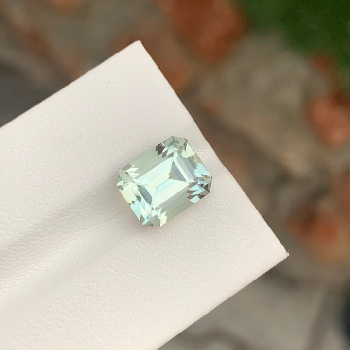 5.25 Carats Faceted Emerald Cut Green Amethyst