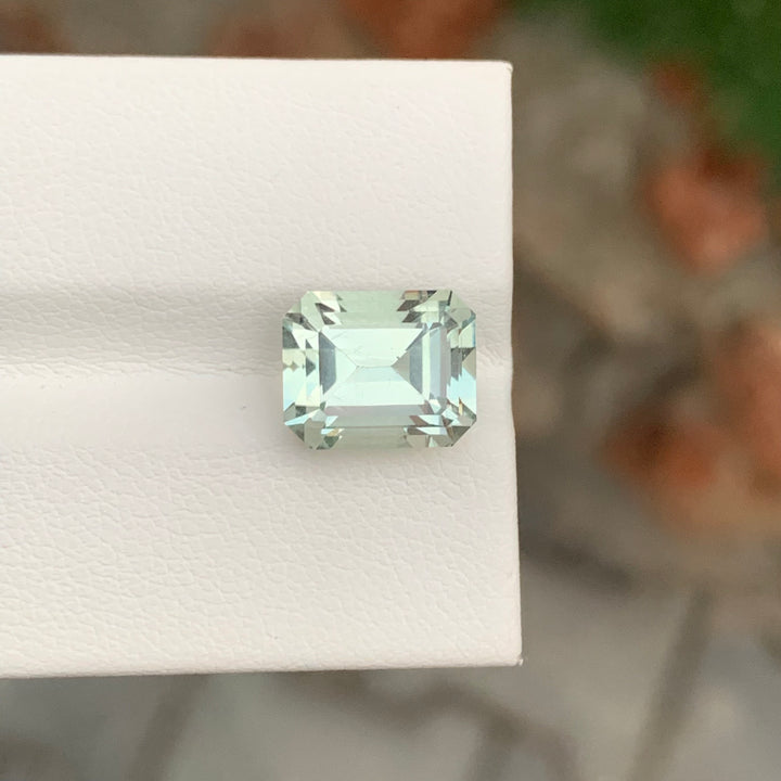 5.25 Carats Faceted Emerald Cut Green Amethyst