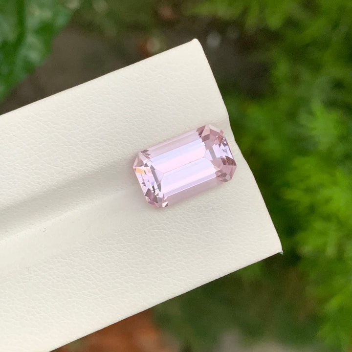 7.65 Carats Faceted Emerald Cut Baby Pink Kunzite