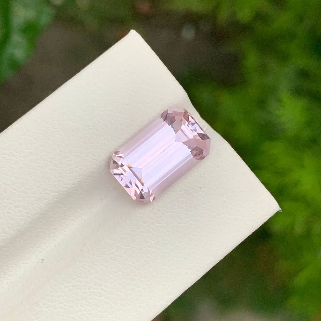 7.65 Carats Faceted Emerald Cut Baby Pink Kunzite