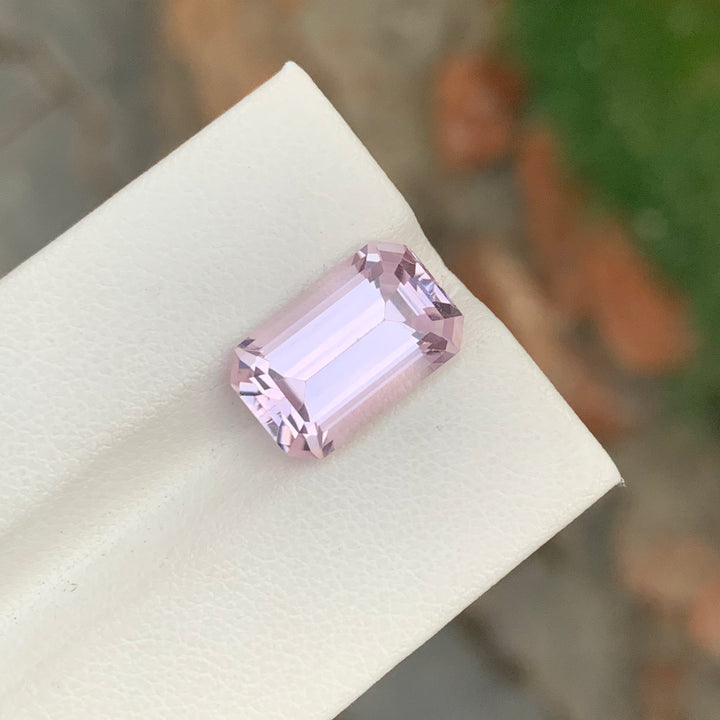 7.65 Carats Faceted Emerald Cut Baby Pink Kunzite