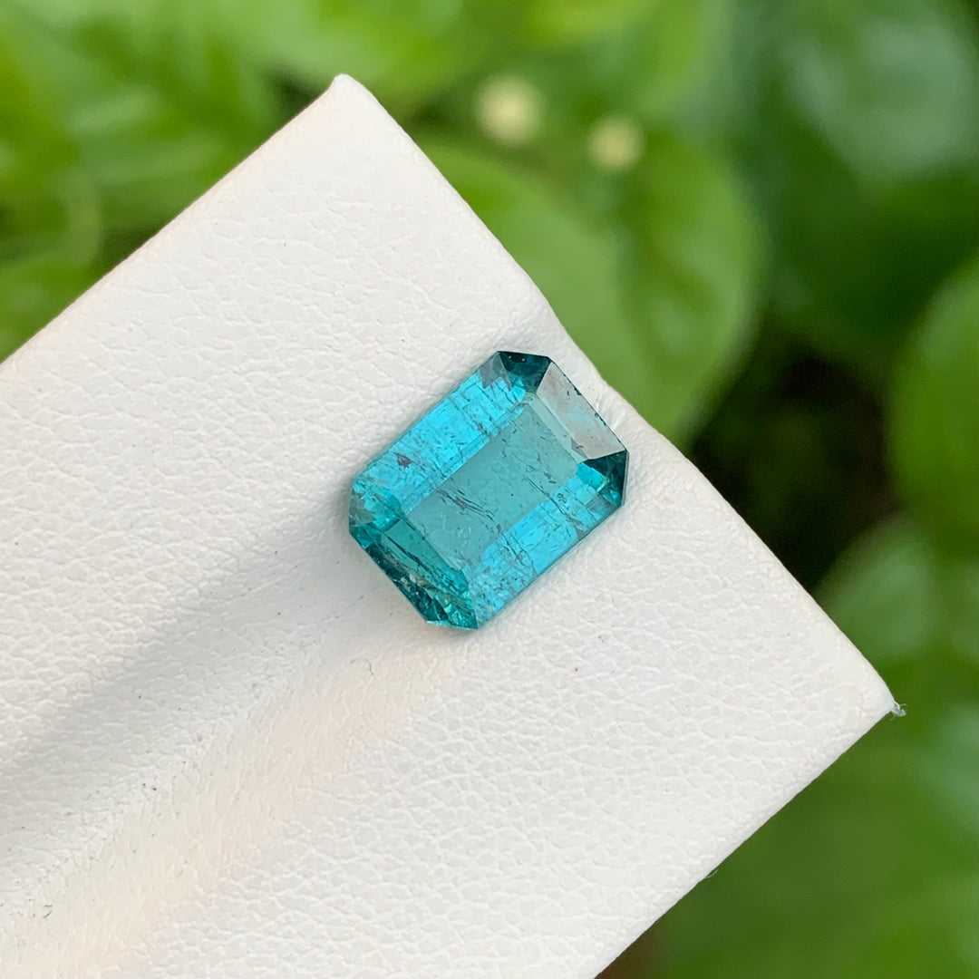 3.75 Faceted Emerald Shape Blue Tourmaline