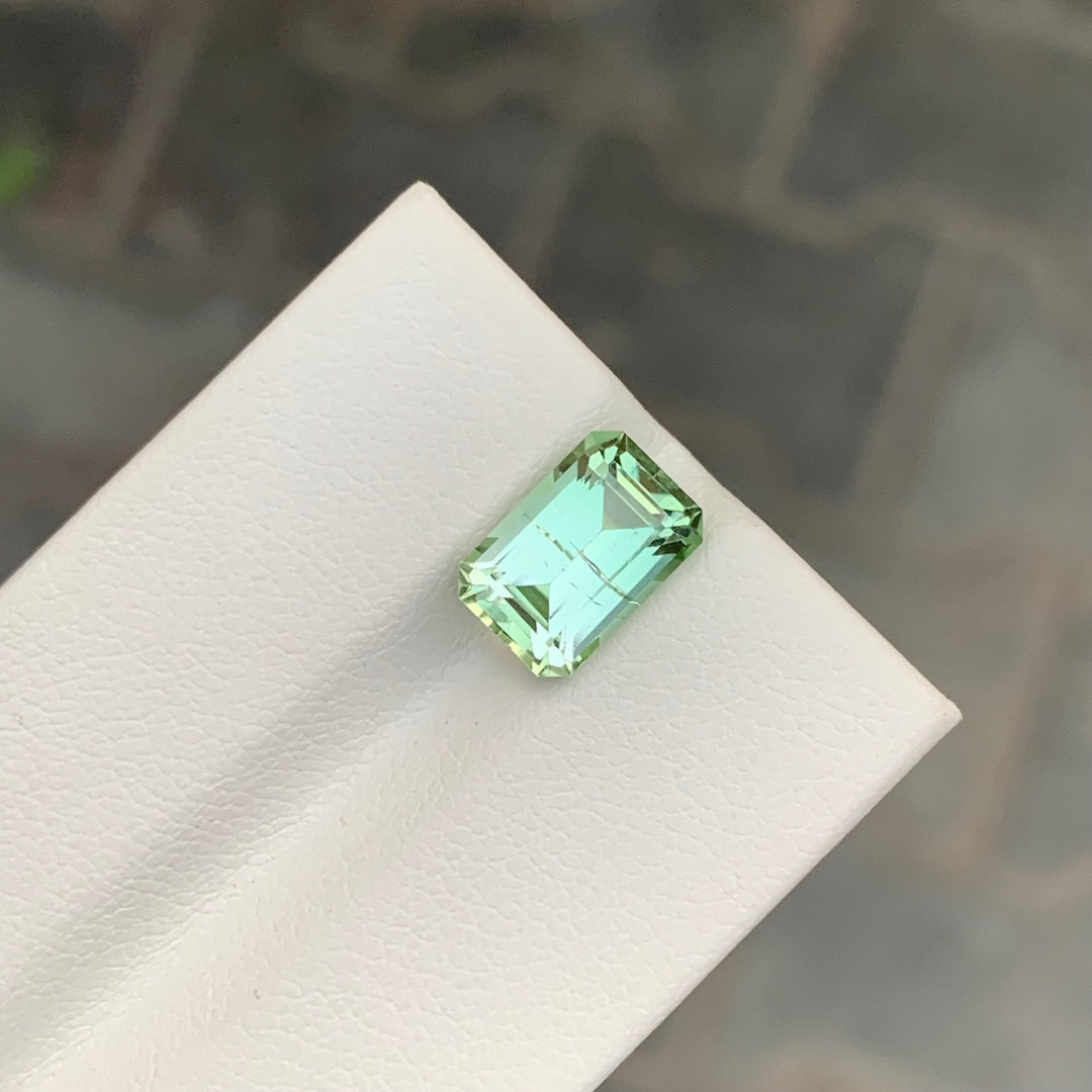 3.40 Carats Mint Tourmaline Emerald Cut