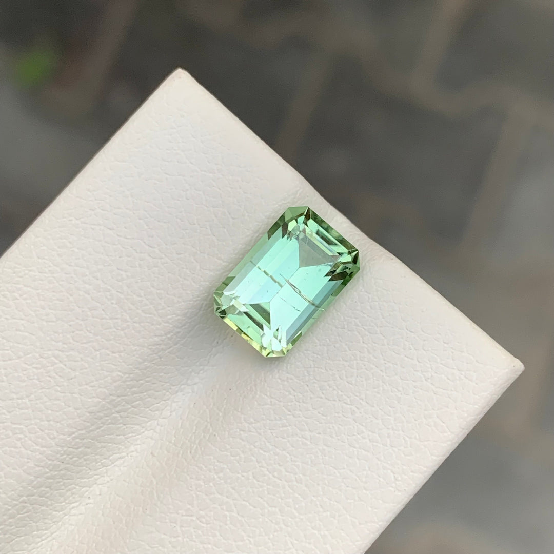 3.40 Carats Mint Tourmaline Emerald Cut