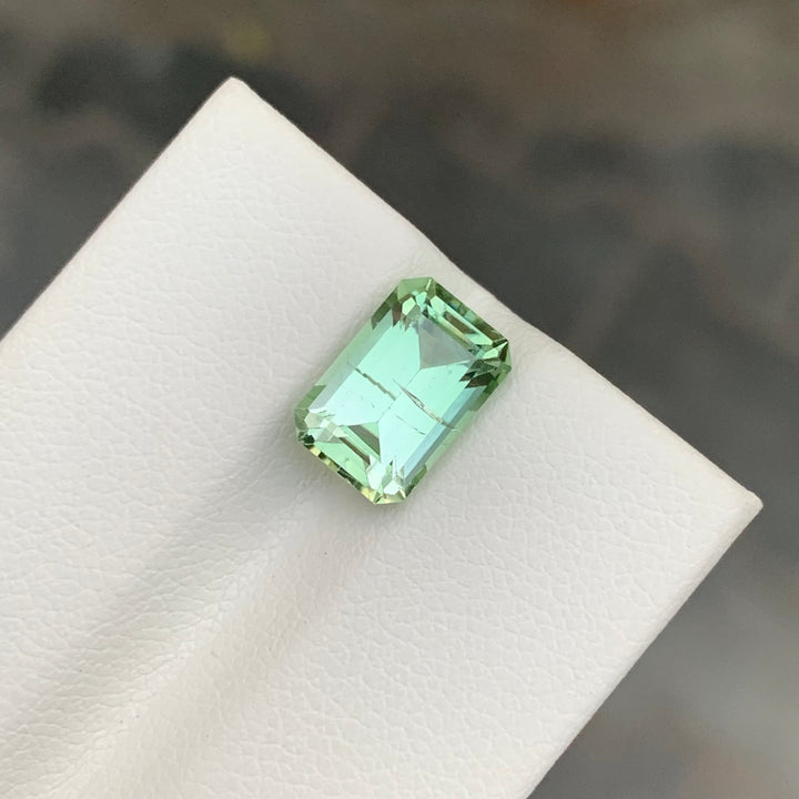 3.40 Carats Mint Tourmaline Emerald Cut