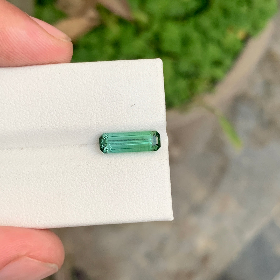 Tremendous 1.95 Carats Faceted Emerald Shape Green Tourmaline